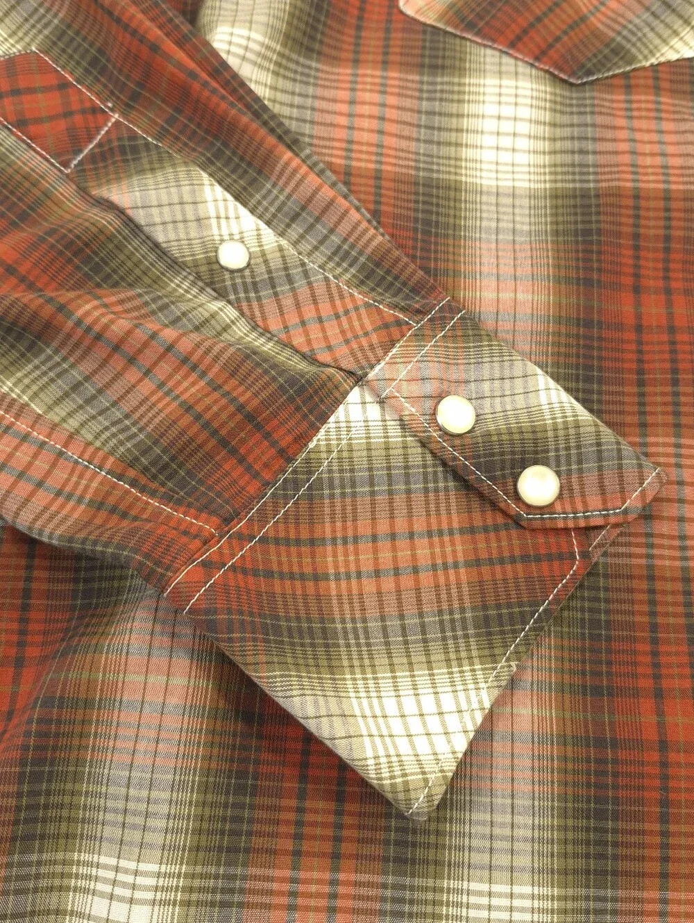 Banana Republic Mens Plaid Pearl Snap Button-Up Long Sleeve Shirt Slim Fit Large